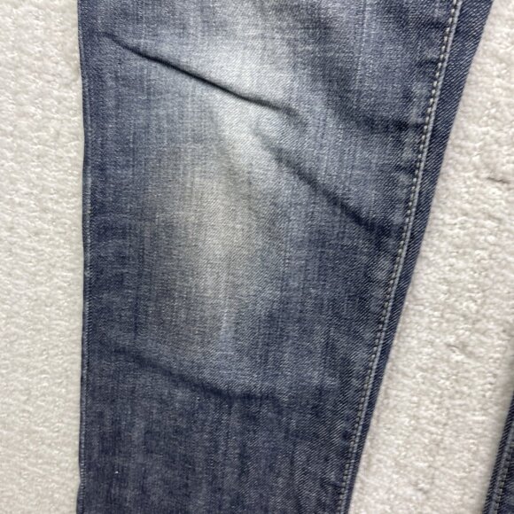 Y2K GUESS Jeans Sz 24 Distressed Low Rise STARLET Skinny Leg Dark Blue - Picture 9 of 15